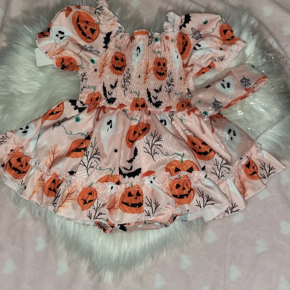 Halloween Pumpkin and Ghost Print Baby Bloomers